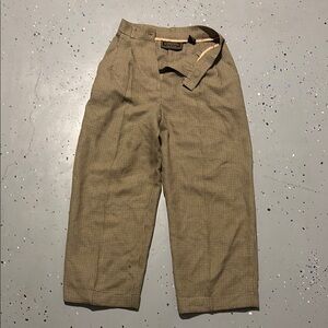 Women Brown Checkered Pants express 1/2 women’s pants vintage style
